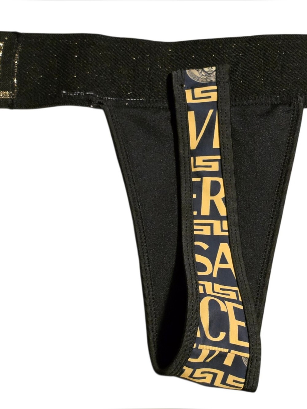 NWT Versace Black & Gold Greca Logo Bikini Thong Set Size XL - Picture 11 of 16